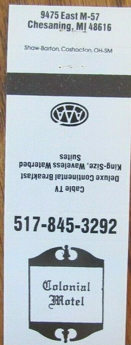 Colonial Motel - Old Matchbook (newer photo)